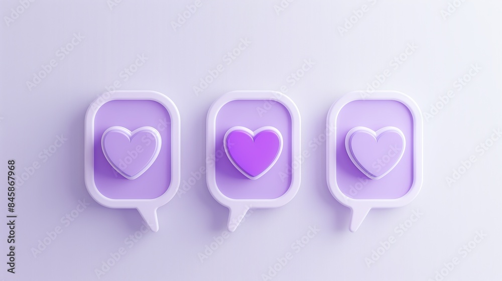 3d speech bubble with heart arranged against purple backdrop 3d speech bubble with heart arranged against purple backdrop