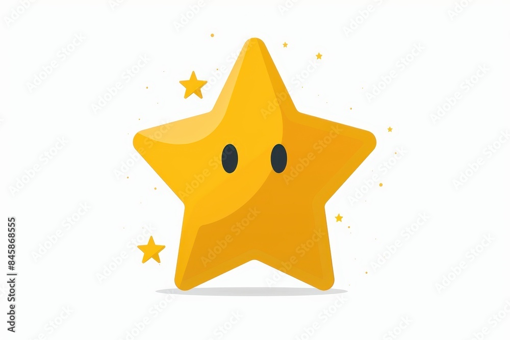 A cheerful cartoon style yellow star with facial features, evoking emotions of happiness, friendliness, and approachability A cheerful cartoon style yellow star with facial features, evoking emotions of happiness, friendliness, and approachability