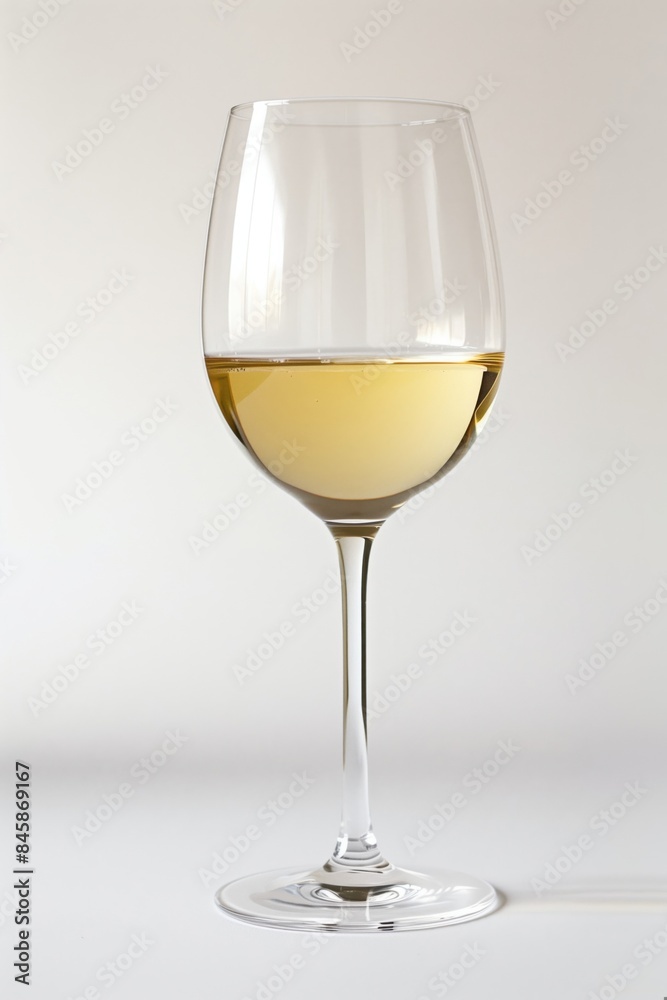 Half-filled glass of white wine Half-filled glass of white wine
