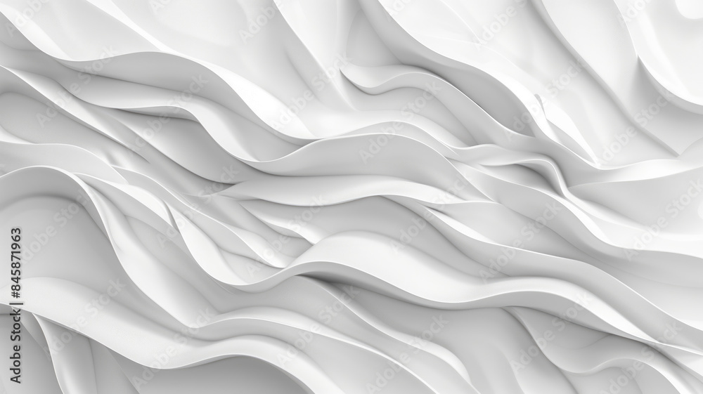 Abstract Wave Background. White Minimalistic Texture. Template 3d background. 3D pedestal podium with white paper swirl flow on white studio background. white background Abstract Wave Background. White Minimalistic Texture. Template 3d background. 3D pedestal podium with white paper swirl flow on white studio background. white background
