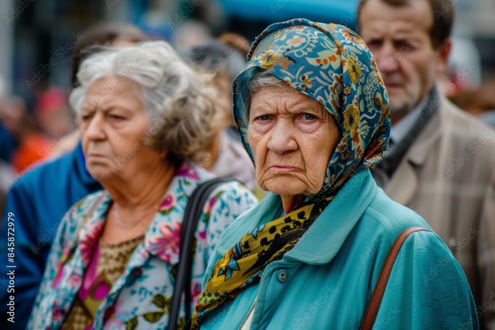 Old woman on the street in Prague Old woman on the street in Prague