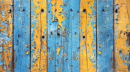 Blue yellow old wood background