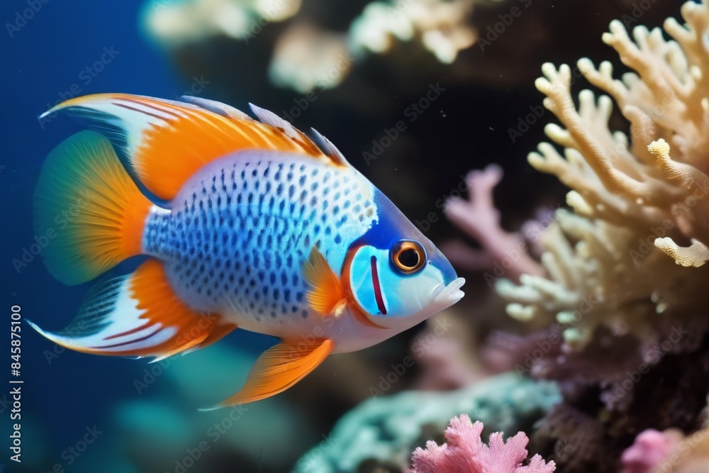 Colorful tropical fish on the background of a coral reef. Colorful tropical fish on the background of a coral reef.