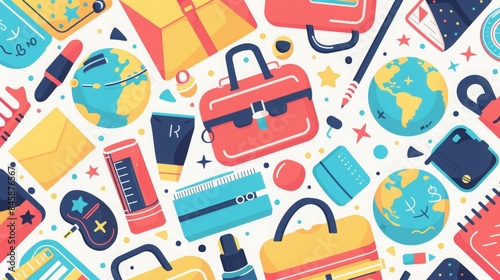 Cheerful flat design vector illustration background celebrating back to school