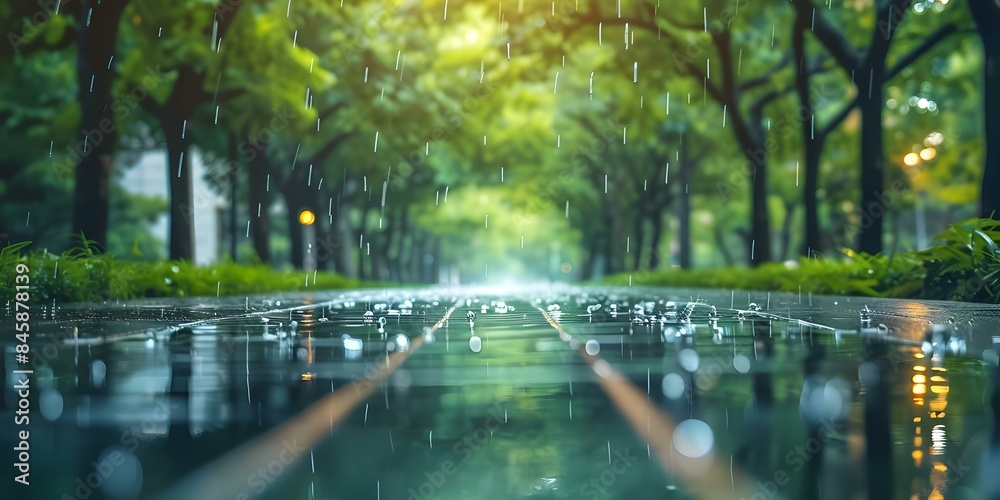 Fototapeta premium Implementing Green Infrastructure for Sustainable Rainwater Management in Urban Areas. Concept Sustainable Urban Development, Rainwater Harvesting, Green Infrastructure, Urban Resilience