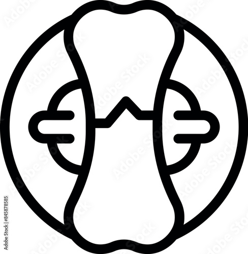 Line art icon of a tooth implant procedure showing a broken tooth being removed and replaced with a dental implant