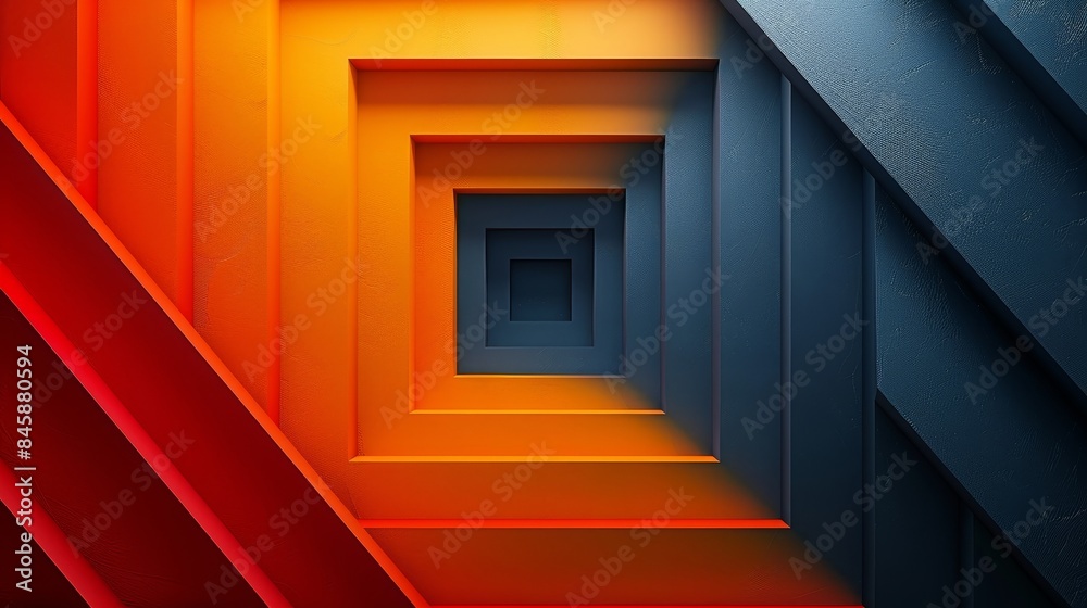 A series of squares in red and orange and black and blue A series of squares in red and orange and black and blue