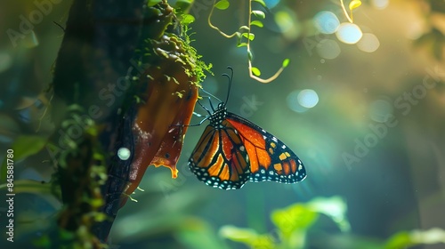 The concept of transformation depicted through a butterfly emerging from its chrysalis
