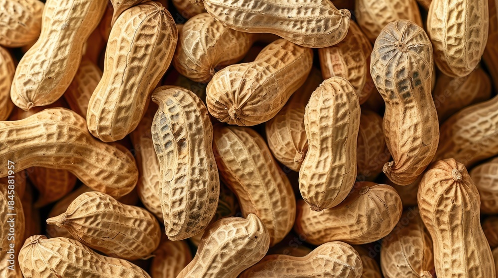 Texture of peanuts in shells Background of peanuts as food Freshly harvested peanuts