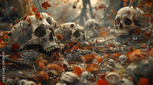 The cycle of life depicted through a series of stages from birth to decay
