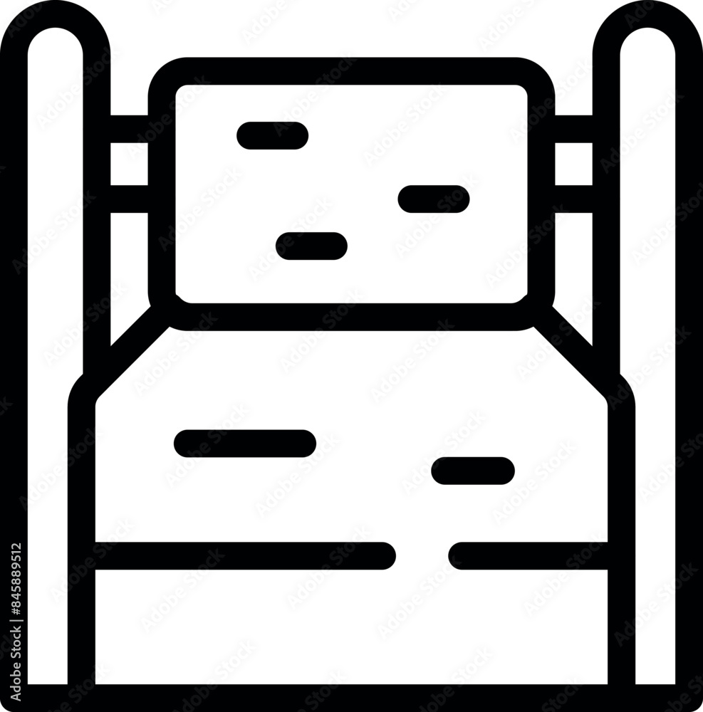 Black outline icon of an automated conveyor belt system moving boxes in a warehouse Black outline icon of an automated conveyor belt system moving boxes in a warehouse