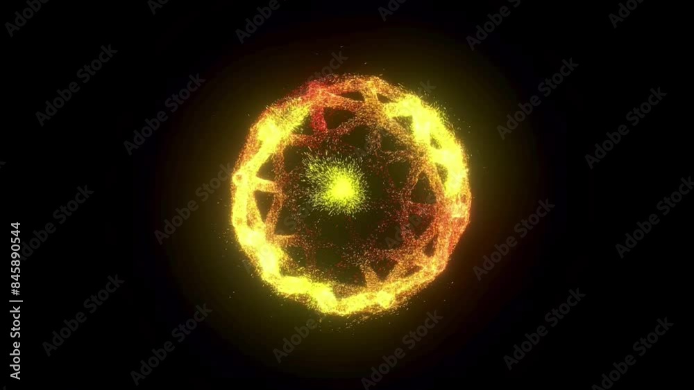 Abstract background Particles Energy balls collection of colorful glowing dots moving freely in dark space. Futuristic digital cyber particles. Relaxation videos for your content. 4K