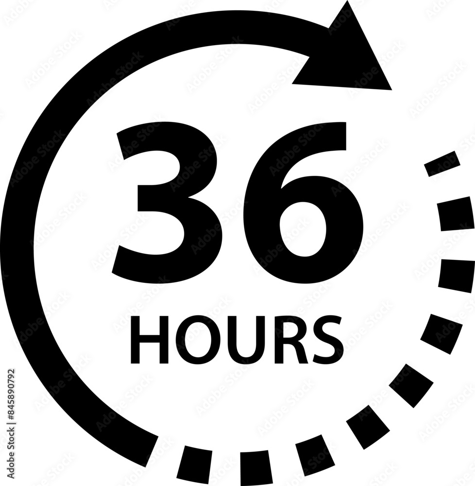 Hours time arrow. Time line icon. Delivery and service time icon. Deadline concept. Work time symbol isolated on white background. Hours time arrow. Time line icon. Delivery and service time icon. Deadline concept. Work time symbol isolated on white background.