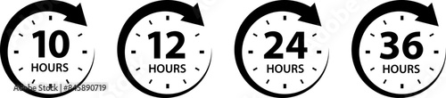 Hours time arrow. Time line icon. Delivery and service time icon. Deadline concept. Work time symbol isolated on white background.
