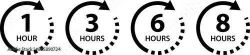 Hours time arrow. Time line icon. Delivery and service time icon. Deadline concept. Work time symbol isolated on white background.