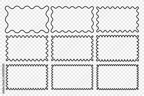 Wavy edge rectangle line vector frame
