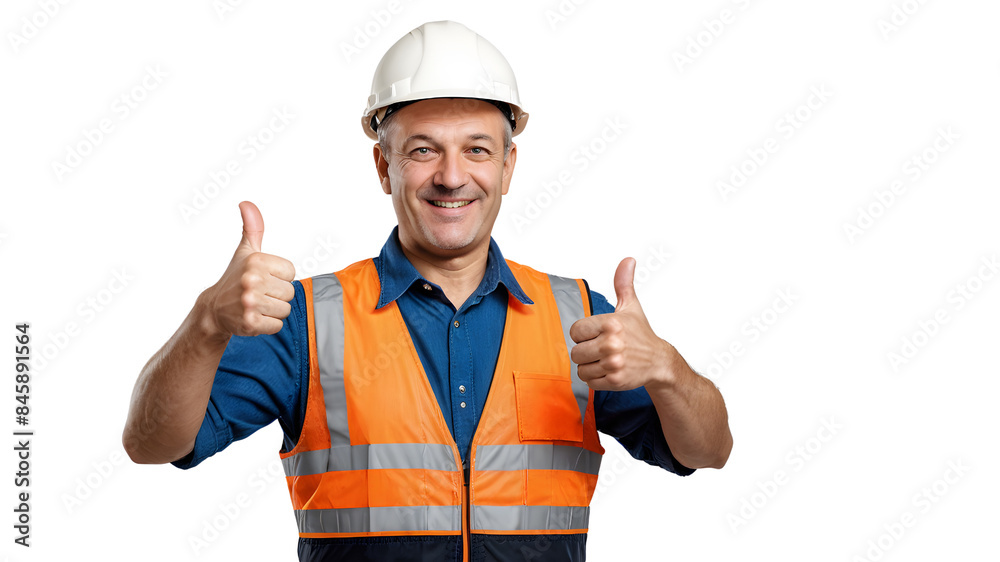 Engineer show thumbs up with transparent background. Engineer show thumbs up with transparent background.