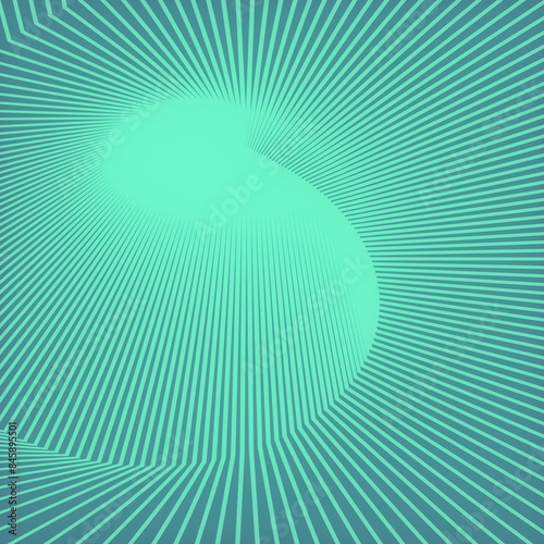 Spiral pattern of bright green lines with trendy gradient. 3d rendering illustration