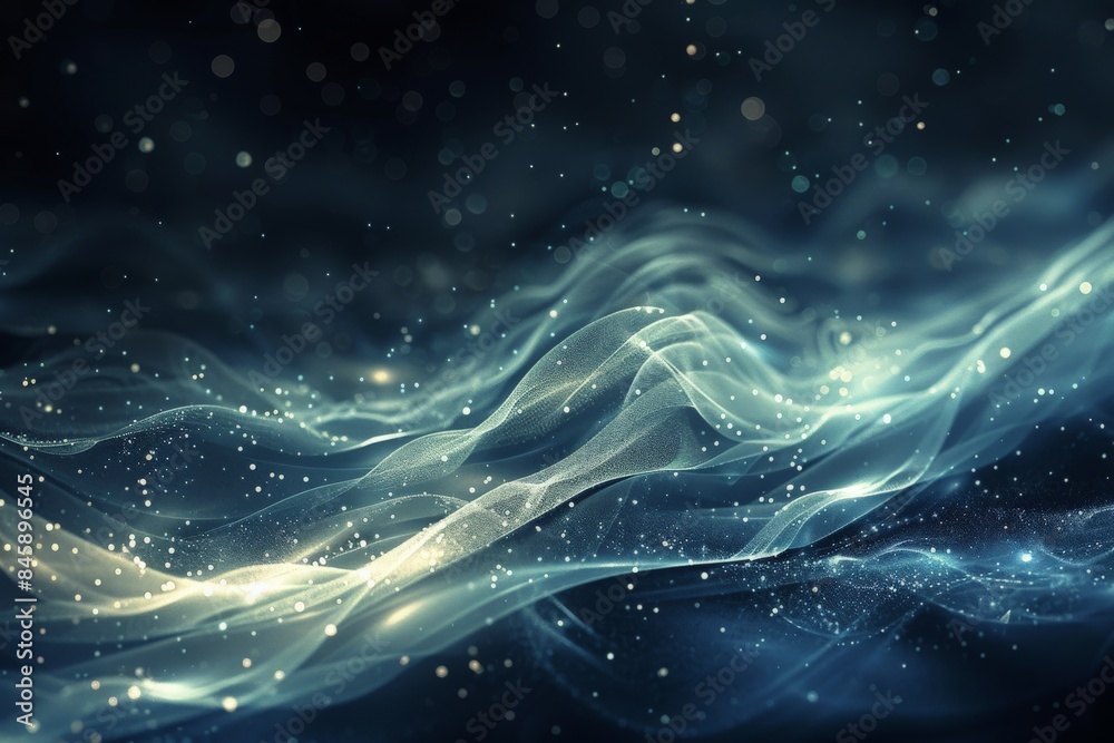 Naklejka premium Flowing Light Waves with Sparkling Dust