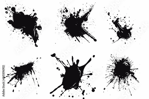 Blotter spots, liquid paint drip drop splash and ink splatter Ink drops and splashes, drip, splash, splat