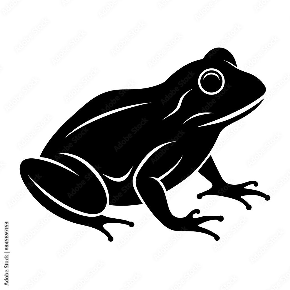 Stunning Black Frog Silhouette Vector Illustration on White Background Stunning Black Frog Silhouette Vector Illustration on White Background