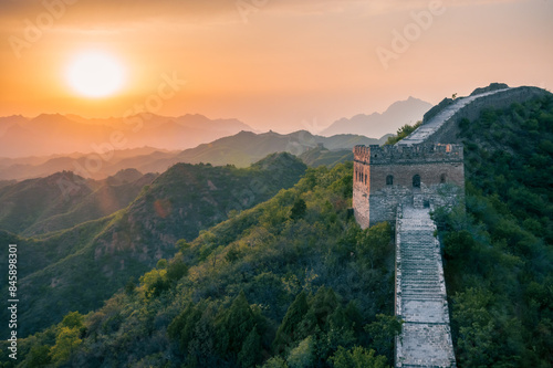 sunset at the great wall of China