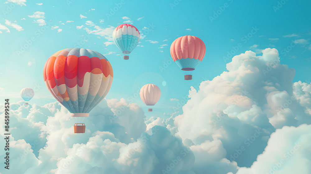Fototapeta premium hot air balloon in the clouds which has a beautiful view