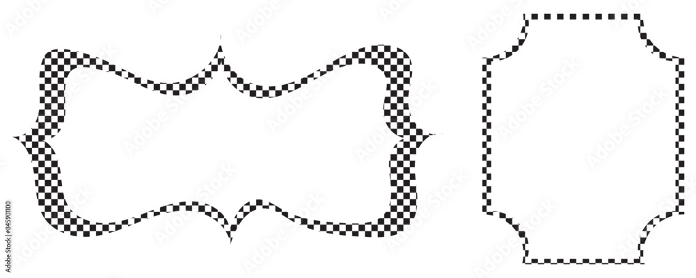 Rectangle frame with checkered print on borders. Rectangular vignette ...
