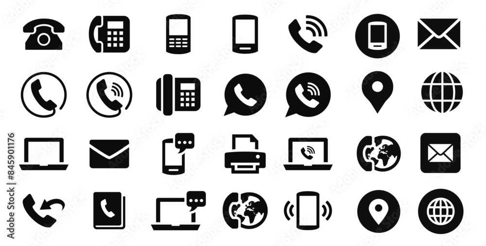 Icons phone, mail, mobile,... Icons phone, mail, mobile,...
