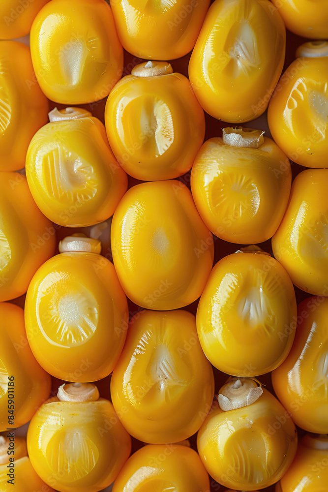 A closeup of the yellow corn texture, symmetrical composition, macro photography style A closeup of the yellow corn texture, symmetrical composition, macro photography style