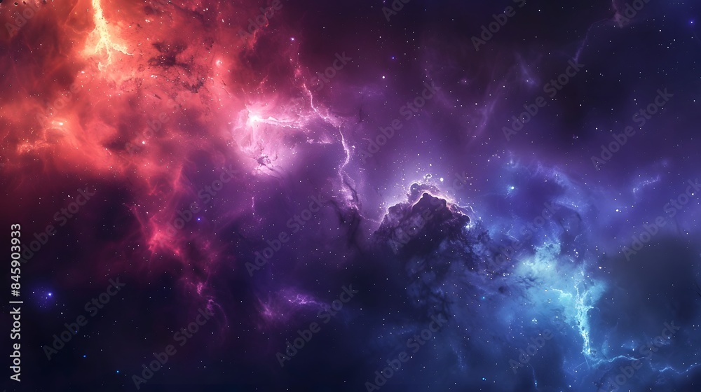 Naklejka premium Abstract purple and blue galaxy background texture, sky and clouds pattern