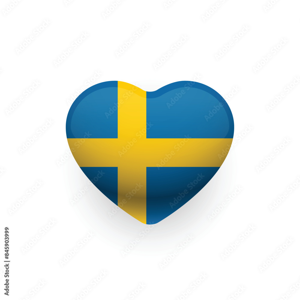 Swedish Flag Shaped as Heart on a White Background. Vector Illustration.
Swedish Flag Shaped as Heart on a White Background. Vector Illustration.