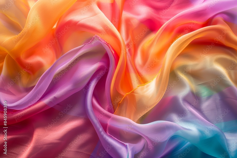 Obraz premium Silky Rainbow-Colored Fabric with Smooth and Vibrant Texture Featuring Rainbow Flag Colors 
