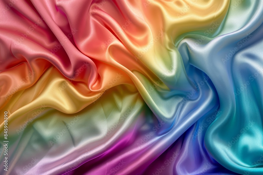 Obraz premium Silky Rainbow-Colored Fabric with Smooth and Vibrant Texture Featuring Rainbow Flag Colors 
