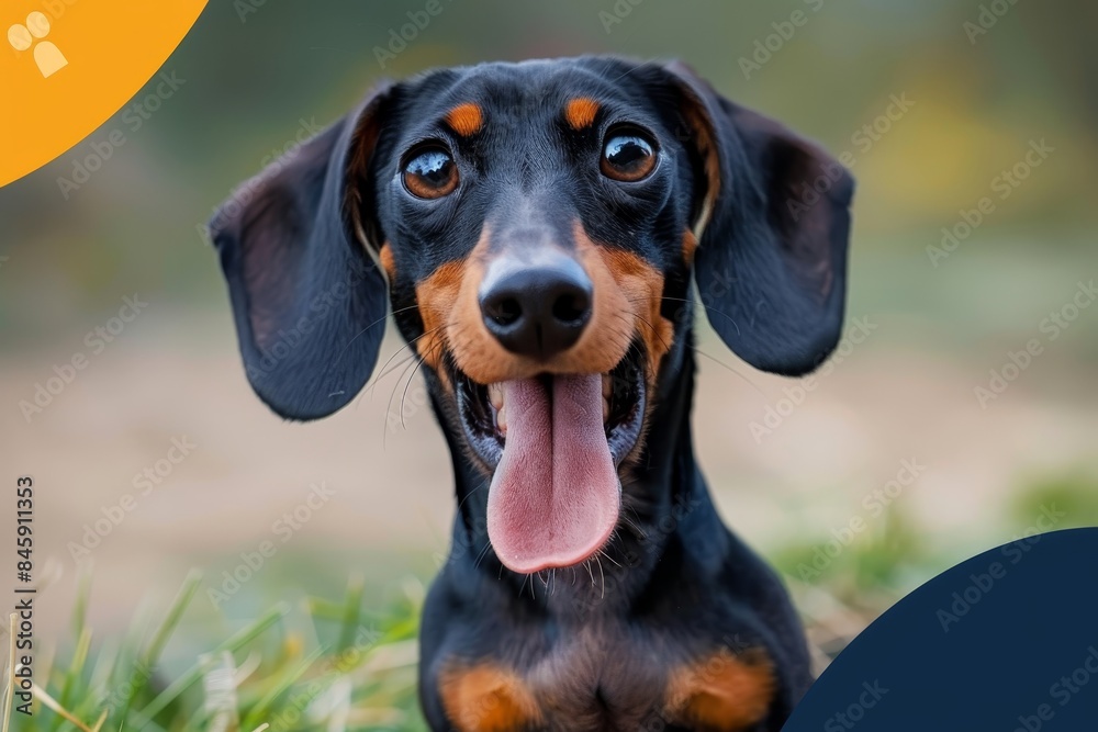 Surprised dachshund dog with wide open mouth and astonished eyes, showing a startled expression