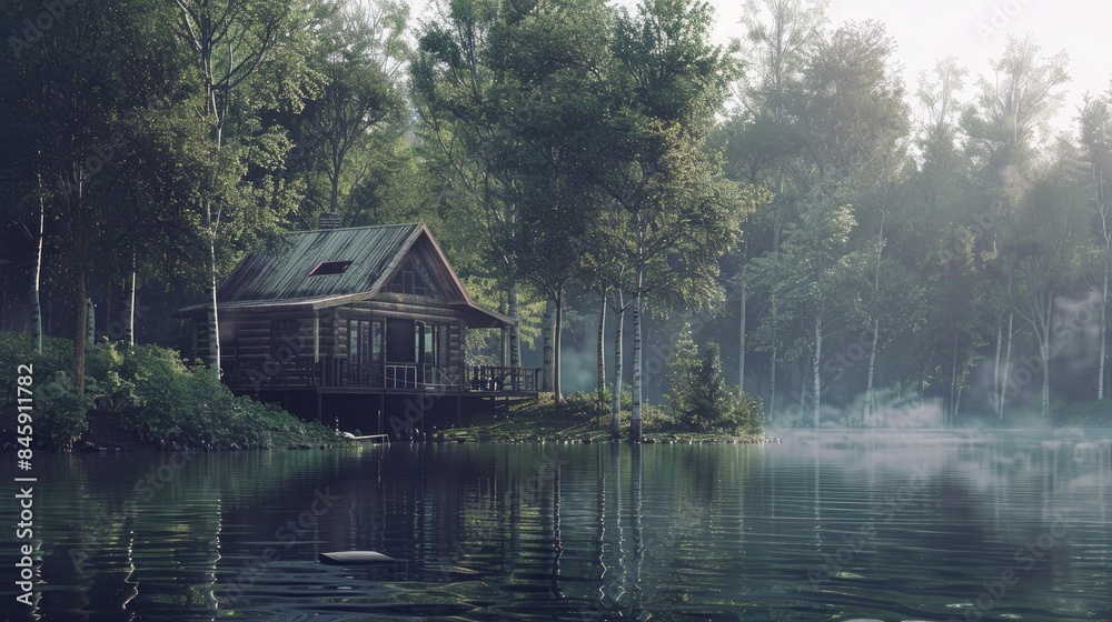 Obraz premium The lakeside cabin