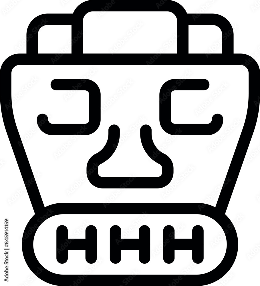 Ancient idol with closed eyes and mouth wide open showing teeth is making a sound Ancient idol with closed eyes and mouth wide open showing teeth is making a sound