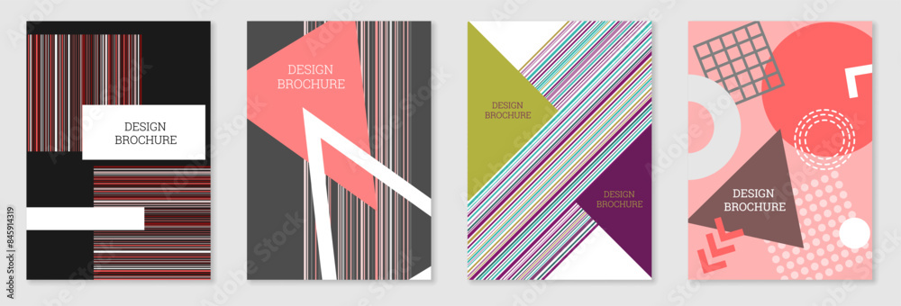 Set of cover design in Memphis style. Geometric design, abstract background. Fashionable bright cover, banner, poster, booklet. Creative colors. Set of cover design in Memphis style. Geometric design, abstract background. Fashionable bright cover, banner, poster, booklet. Creative colors.