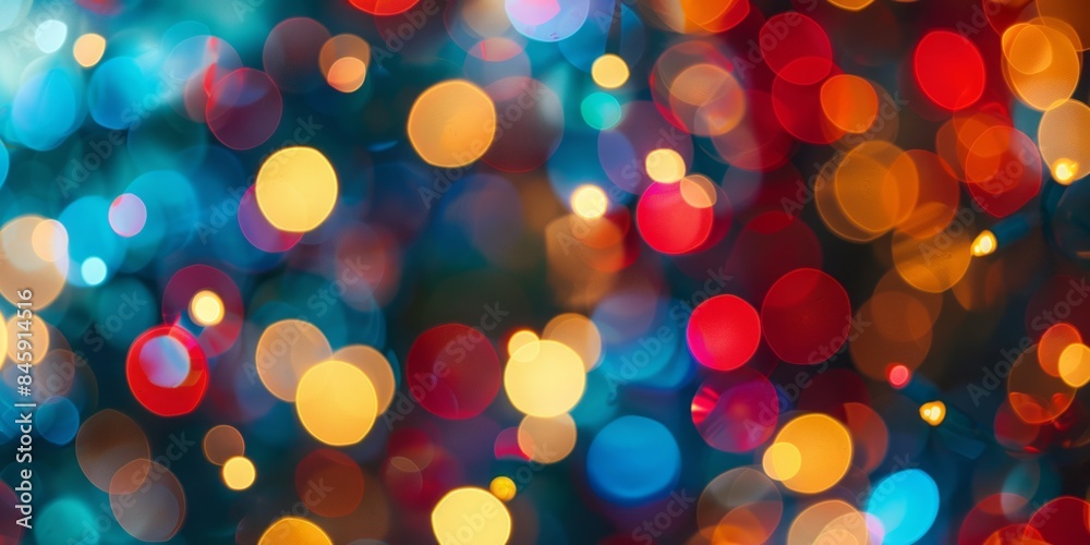 Spots of bright lights glowing against a dark background creates a mesmerising abstract bokeh effect. Spots of bright lights glowing against a dark background creates a mesmerising abstract bokeh effect.