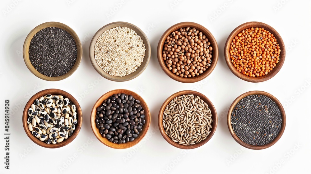 A collection of various grains, beans, seeds. A collection of various grains, beans, seeds.