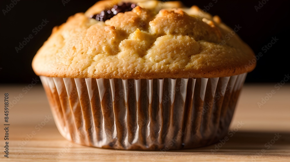 A close-up shot of a freshly baked muffin, perfectly golden brown and inviting A close-up shot of a freshly baked muffin, perfectly golden brown and inviting
