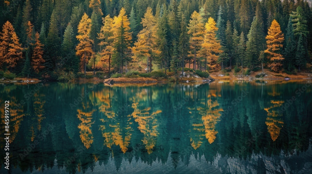 The reflection of a forest in a lake