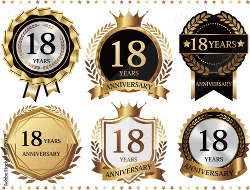 高級感のある18周年記念のエンブレムセット