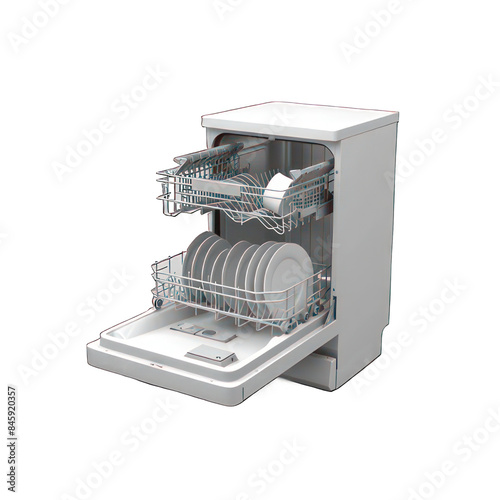 Dishwasher isolated on white created with Generative AI