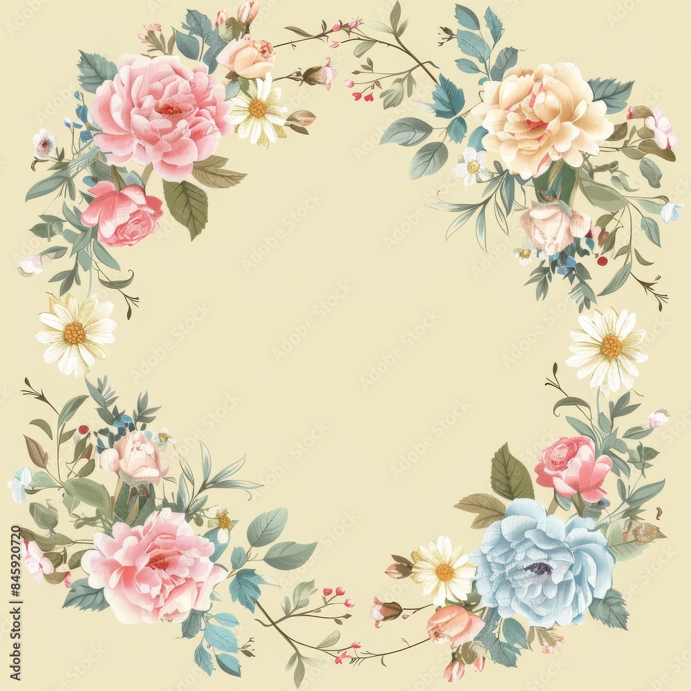 Obraz premium Beautiful and elegant floral frame with pastel colors