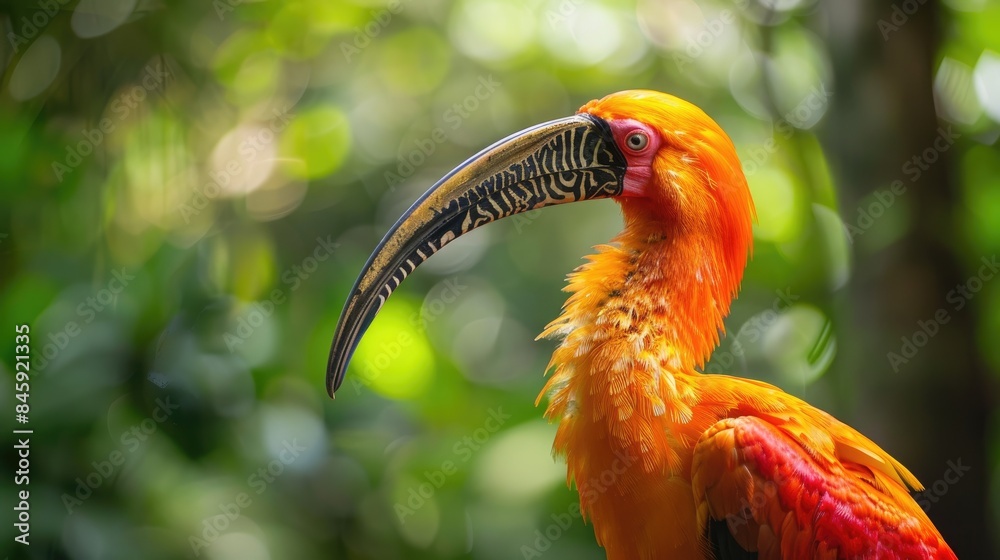 Obraz premium Bird with lengthy beak and orange plumage