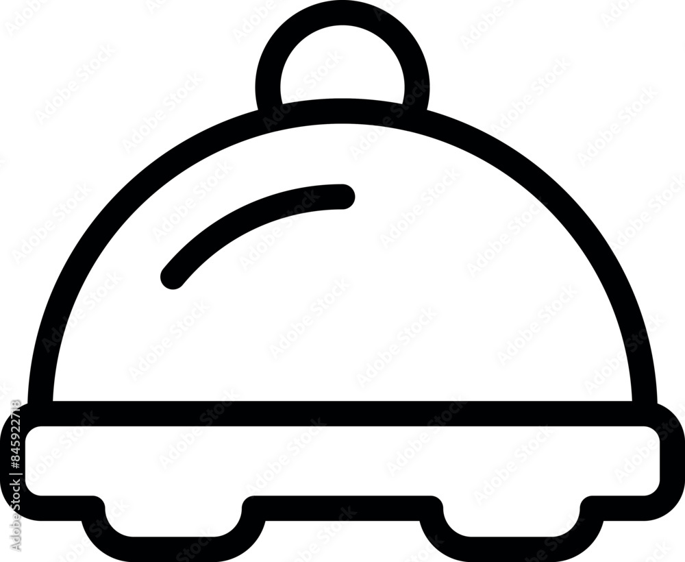 Obraz premium This simple black and white icon represents a cloche, a classic symbol of fine dining and the food service industry