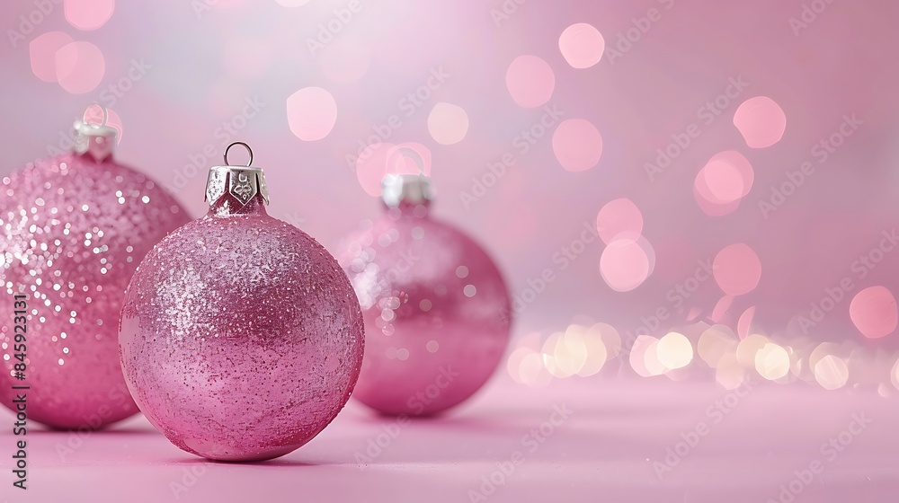 Christmas decorations at pink background christmas fir tree decorations Christmas decorations at pink background christmas fir tree decorations