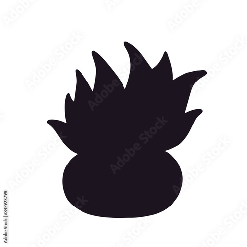 Silhouette of a houseplant in a flower pot, vase.Vector graphics.