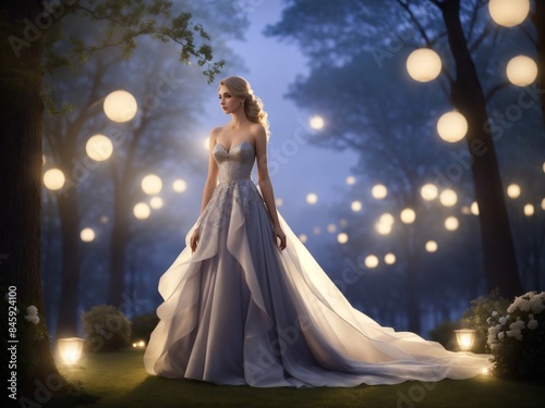 Ethereal Evening Couture: Captivating Fashion Photography with Volumetric Lighting and Soft Natural Twilight